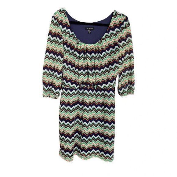 Jodi Kristopher Women's Chevron Multicolor Blouson Dress Size XL - Picture 1 of 7
